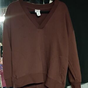 Champion Women's V-Neck Sweater in Deep Brown